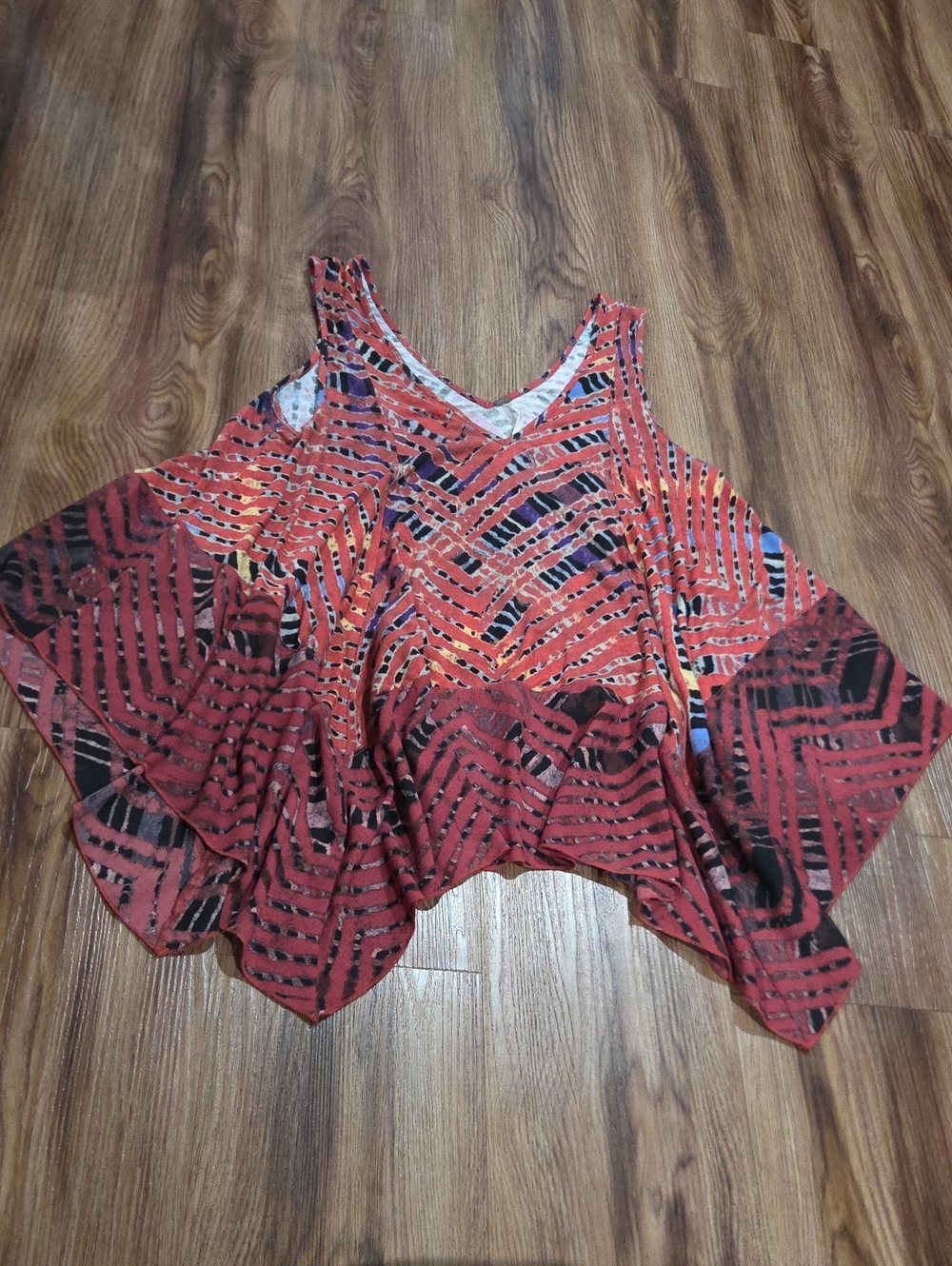 Free People Red Geometric Flowy Hippie Sleeveless Tank
